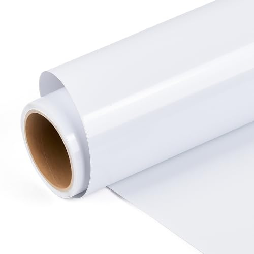 AMAZINGHOME Glacier White Permanent Vinyl Roll with PET Backing - 30.5 x 170 cm Self Adhesive Vinyl for Silhouette Easy Weed & Bubble Free