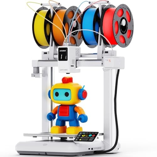 Anycubic Kobra X 3D Drucker Mehrfarbig, 4-Farbdruck für Anfänger | Weicher und Harter Multifilamentdruck, Verbesserte Auto Leveling, Bis zu 19 Farbdruck, Druckgröße 260 x 260 x 260 mm