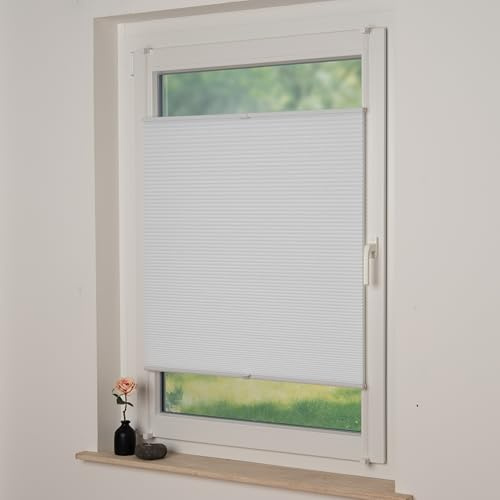 Liedeco® Wabenplissee – Tageslichtqualität, Blickdicht, Klemmträger-Montage ohne Bohren, Breite: 80 cm/Höhe: 130 cm, weiß