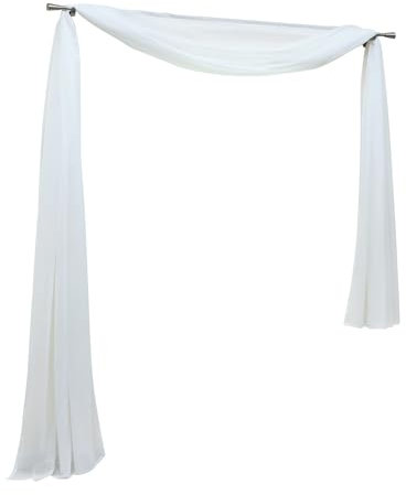 Yujiao Mao Uni Farbe Voile Freihandbogen Schals Querbehang Deko Gardinen Weiß BxL 140X600cm