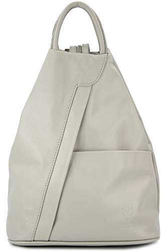 Belli City Backpack leichte italienische Leder Damentasche Rucksack Handtasche in hellgrau - 29x32x11 cm (B x H x T)