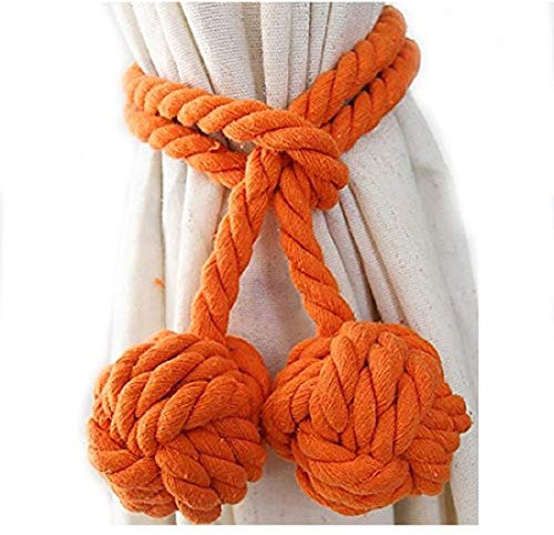 LissomPlume 2ps Baumwoll Handstricken Vorhang Schnallen Raffhalter Gebinde Zugband Vorhangring- Orange 2 Bälle