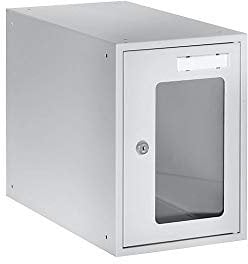 QUIPO Casillero Bajo Llave Con ventanilla, H x A x P 350 x 250 x 450 mm, Marcos de las puertas gris luminoso RAL 7035.