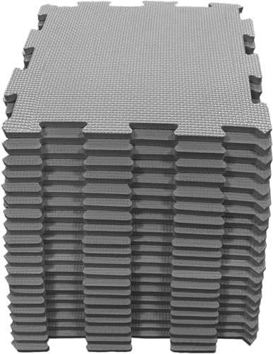 20pc EVA Interlocking Soft Foam Kids Play Mat Children's Garden Gym Yoga Gymnastic Exercise Fitness Floor Tiles Indoor Outdoor Soft Foam (Grey, 20Pc-20 Sq Ft)