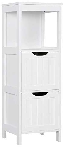Yaheetech Armadietto da Terra in Legno Mobile per Bagno Mobile Autoportante ad Angolo Armadio con 2 Cassetti per Medicine Mobile da Cucina Salotto Soggiorno Corridoio 89 x 30 x 30 cm