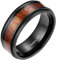 Mabohity Ring Herren Titan-Ring Titanium 8mm Holz Echtholz Intarsie & Milgrain Rand Ehering Verlobungsring Freundschaftsring Hochzeit Band, Schwarz, Größe 72