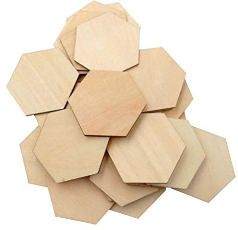 50stück Sechseckige Holzstücke Aus Buchenholz Unvollendete Holzornamente Für Diy Bastelprojekte Dekoration Für Hochzeiten Geburtstage Und Weihnachten