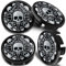 SkinoEu 4 x 65mm Nabendeckel Felgendeckel Radnabenabdeckung Nabenkappen Felgenkappen Radkappen Alufelgen Kompatibel mit VW 3B7 601 171 / 6U7 601 171 Schädel Schwarz CV 10