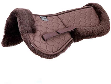 Merauno Lammfell Korrektur Pad Lammwolle Taschen Sattelkissen mit Klettband oder Reißverschluss 4 Stück Filzeinsätze enthalten echte Lammwolle und Gesteppte Baumwolle für Pony & Warmblut(L)