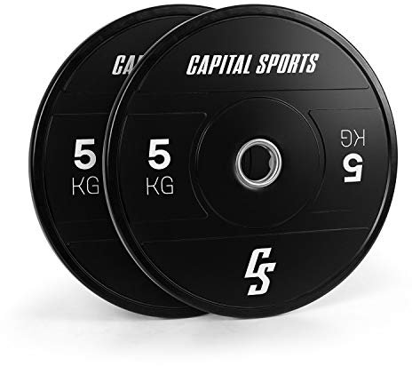 Capital Sports Elongate 2020 Gewichte Hantel - Hantelscheiben Set: 2 Gewichtsscheiben, Material: Hartgummi, 50,4 mm Aufnahme, schwarz, 2 x 5 kg