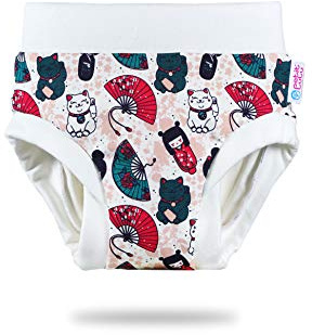 Petit Lulu Training Überhose Größe S (10-12,5 kg) Fluffy Organic Baby Trainerhöschen Waschbar & Wiederverwendbar Trainer Stoffwindeln Hergestellt in EU (Japanische Puppen)
