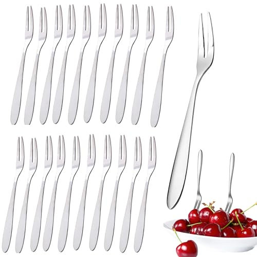 CINY 20 Fourchettes à Dessert, Fourchette à Fruits En Acier Inoxydable, Salade, Apéritif, Ensemble De Petites Fourchettes à Gâteau, Fourchettes à Cocktail, Pour Familles, Restaurants, Bistrots Et Bars