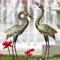 Shorayn Garten-Kranich-Statuen, Blaue Reiher-Skulpturen für den Außenbereich, Kraniche Dekor Metallvogel, Edelrost Gartenkunst Rasenornamente für Hof, Terrasse, Veranda, Außendekorationen