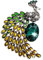 Atentuyi Broche en strass argenté - Broche en cristal vert - Pour femme et fille - Cadeau - Bijou fantaisie (paon jaune-vert)
