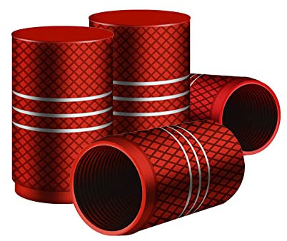 KINBOM 4pcs 1,7x1cm Aluminium Ventilkappen Auto, Heavy Duty Reifenkappen Ventilschaftkappen Luftdichte Dichtung für Autos SUV LKW Fahrrad Motorräder (Rot)