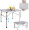 60 cm großer Klapptisch, tragbar, kleiner Camping-Picknicktisch, Garten, Outdoor, klappbarer Esstisch mit Aluminiumrahmen und verstellbarer Höhe für drinnen und draußen, 60 x 45 x 25,9 cm (L x B x H)