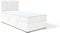 FEDVE Boxspringbett 90x200 Weiß Öko-Leder – Gandia Mini – Praktisches Bett mit Bettkasten Links – Gemütlich Kopfteil Bett mit Matratze – Einzelbett zum Schlafzimmer