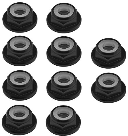 be in your mind 10x M4 Dadi flangia in lega di alluminio Inserto Dadi esagonali autobloccanti per 1/10 Scala RC Auto Camion Buggy Crawler Ruote Ricambi Nero