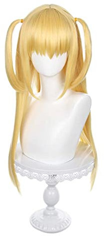 Dagua Cosplay Perücke,Death Note Misa Amane Cosplay Perücke,Long Gloden Perücke,Mit Kostenloser Perückenkappe,Halloween Kostüm Perücke,für Party Karneval Weihnachten