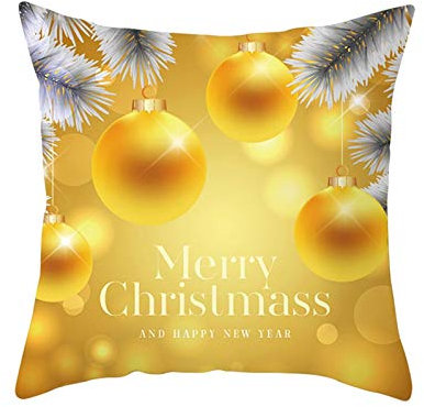 EHOMERY Kissenbezüge Weich Kissenbezug XXL Weihnachtsglocke Frohe Weihnachten Samt Zierkissenbezüge Kinderzimmer Lang Wohnzimmer Sofa Dekoration Gold 18X18 Inches