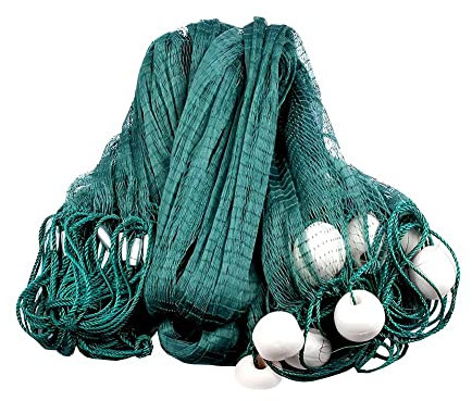 2 m x 5 m Fischernetz mit Stahlanhänger und Posen für flache Seen und Teiche, Zugnetz, Outdoor-Angelzubehör, handgefertigt, langlebig, tragbar