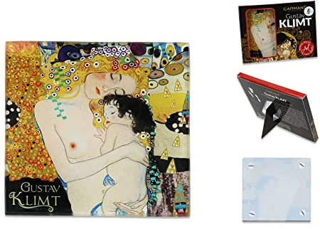CARMANI - Posavasos de cristal, almohadilla de vidrio, tapete de bebida resistente al calor impreso con Gustav Klimt, maternidad