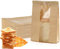 Sac Kraft Sachet Kraft Alimentaire 50Pcs Sac Papier Kraft avec Fenetre Sachet Papier Kraft Sac en Papier Pochette Kraft pour Noël Fête Sandwich Pain Pâtisserie Bonbons Biscuits (12x5x23cm)