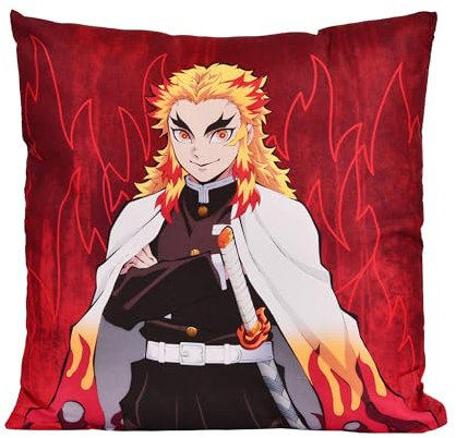 Elbenwald Demon Slayer Kissen mit Kyojuro Rengoku Motiv für Herren Damen Unisex 40 x 40 cm Mehrfarbig