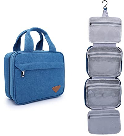Pearl Angeli Kulturbeutel zum Aufhängen, Hängende Reise Toilettenbeutel für Frauen Tragbare Make up Tasche Kosmetiktasche mit Haken(Himmelblau)