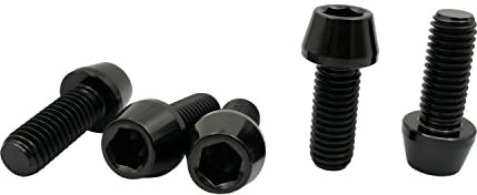 RISON-Titanium 5 Stück Titan Fahrrad Vorbau Schrauben M6x1.0x22mm, Fahrrad Kegelschrauben Konischer Innensechskant Schrauben, Fahrrad Stamm Bolzen Fahrradschaftschrauben Kegelkopf Schraube