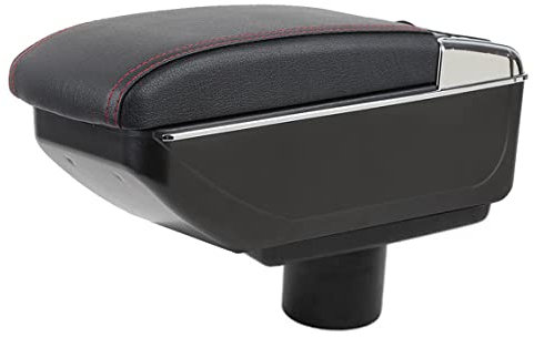 Boîte d'accoudoir Compatible avec Seat Ibiza 6j Ibiza 6L Boîte de Rangement de la Console Centrale avec Porte-gobelet et cendrier Noir/Double Couche