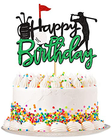 1 Pcs Golf Happy Birthday Kuchen Topper Sport Theme Golf Ball Kuchen Dekor für Kinder Jungen Mädchen Mann Frauen Geburtstag Party Supplies