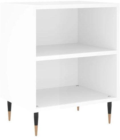 vidaXL Nachttisch, Nachtschrank mit viel Stauraum, Kommode für Schlafzimmer, Nachttischschrank Beistelltisch Aufbewahrung Nachtkästchen, Hochglanz Weiß Holzwerkstoff
