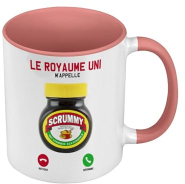 Colour Mug Premium Quality Pink – Le Royaume-Uni M'Appelle Marmite Cliché Anglais – Mug with Coloured Handle and Interior