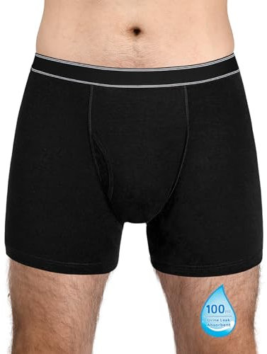 TIICHOO Inkontinenz Pants Männer aus Baumwolle Licht Saugfähigkeit 100ml Waschbar und Wiederverwendbar Inkontinenz Slip Herren 1er Pack(Medium, 1 Schwarz)