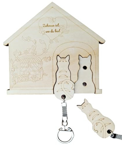 EQUIK PRODUCTS Schlüsselanhänger aus Holz für Paare – Geschenk zur Wohnungseinweihung oder zum Richtfest | Schlüsselbrett mit Gravur zur Wandmontage