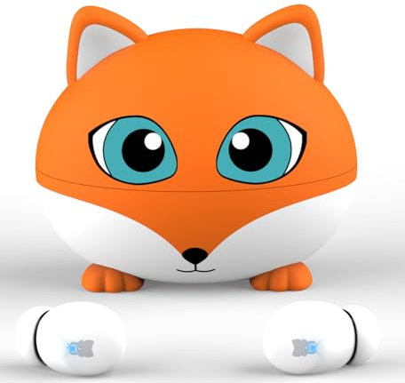 Kids Wireless Earbuds, 85dB Safe Volume Limitted, Earbuds Bluetooth 5.3 with HiFi Stereo & Deep Bass, 30H Play Time, Waterproof, Kids Earbuds with Mic,Earphones for Girls Boys School Travel, Fox
