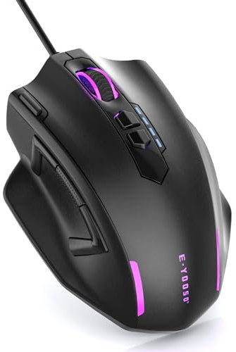 Large Gaming Mouse, Verkabelte Maus für große Hände (mit 12400 DPI, 6 Tasten, Einstellbare Gewicht und RGB-LED-Licht), Computer Gaming-Maus für PC/Mac/Laptop, Schwarz