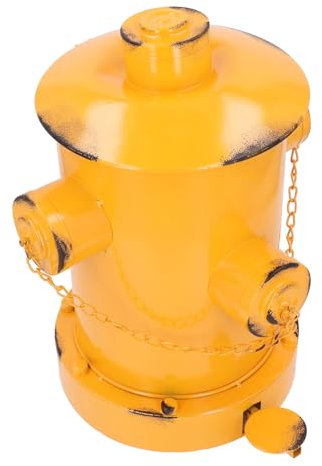 Poubelle à bouche de feu décoratif rétro style industriel intérieur extérieur poubelle en fer avec seau pour jardin maison cuisine (jaune)