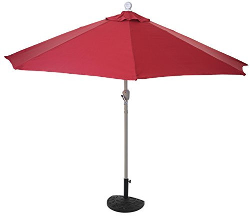 Mendler Sonnenschirm halbrund Parla-AM, Halbschirm Balkonschirm, UV 50+ Polyester/Alu 3kg - 270cm bordeaux mit Ständer