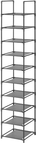 edihome, Zapatero Estrecho, 10 Niveles, (28 x 45 x 173 cm), Organizador Zapatos, Zapateros Estrechos y Altos, de Plastico, Vertical, Estanteria, Show Rack, Sapateira (10 Baldas - S)