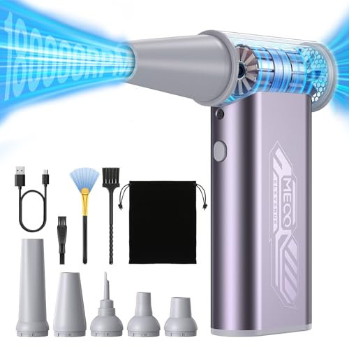 MECO ELEVERDE StaubgebläSe Luftdruckspray, 4-Gang 180000 U/Min Mini Elektrische Compressed Air Duster, Turbo Gebläse for PC Reinigung, 8000mah Akku Druckluft Dust Blower für Auto, Männer, Frauen, Lila