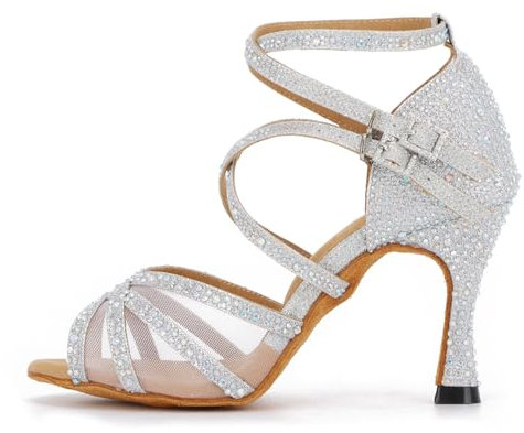 Taoyoule Scarpe da Ballo Donna Salsa Ballo Latino Tacco Glitter Strass Samba Tango Sala da Ballo Pratica Scarpe da Ballo Tacco 9 cm