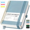 RETTACY Notizbuch B5 Liniert, Bullet Journal mit 100 g/m² Dickem Papier, 150 Blatt/300 Nummerierten Seiten, Collegeblock für Büro und Schule, Lederhülle, Grau-Blau, 17.6 cm x 25 cm