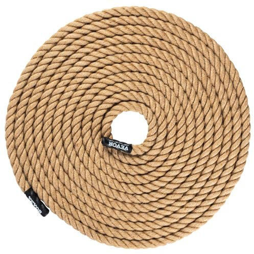 VEVOR Corde d'escalade de Gym 25,4 mm x 15,24 m, Corde à Grimper avec Capacité de 227 kg, Corde de Jute pour Fitness et Musculation Robuste, Cordage d’Entraînement en Salle de Sport et à Domicile