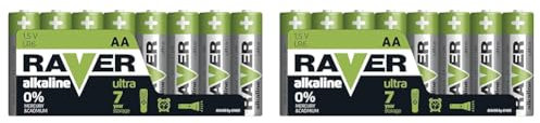 Raver by EMOS - Ultra Alkaline AA Mignon Batterien - 1,5V, LR6 - Betriebstemperatur -20°C bis +60°C - Max. Lagerfähigkeit 7 Jahre - Für Fernbedienungen, Uhren, Wecker - 8 Stück Vorratspack
