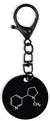 Nikotin Molekül Struktur Chemie Schlüsselanhänger Schlüsselanhänger Stahl Schlüsselbund Clip Haken Schlüsselpin, Schwarz , One size