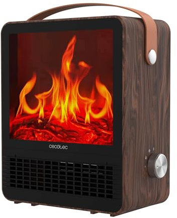 Cecotec Chauffage Céramique de Table Basse Consommation ReadyWarm 1500 Ceramic Flames. 1500W, Lumière Effet Flammes, Thermostat Réglable, 2 Modes, Triple Système de Sécurité, Idéal pour 15 m², Noir