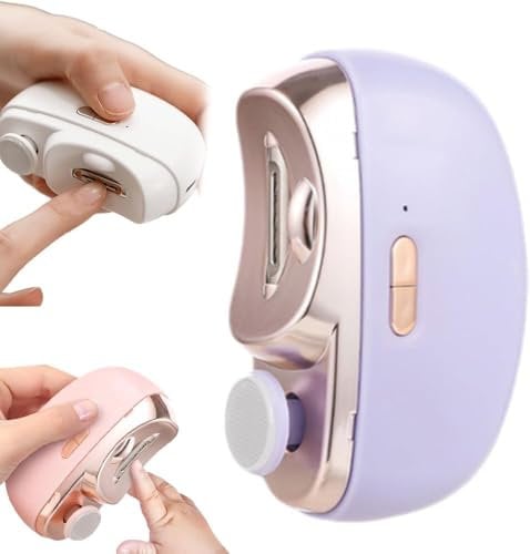 2024 New 3 in 1 Automatic Electric Nail Clipper with Polishing, Safe and Convenient Nail Trimmer, Two-Speed Adjustment Electric Toe Nail Clippers, Nail Cutter with Light (Purple)