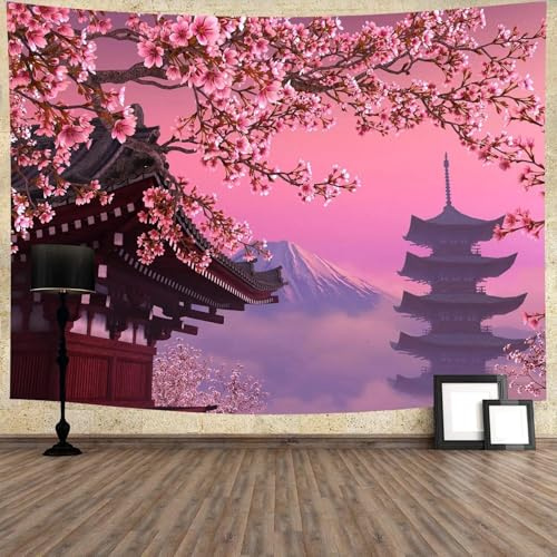 Pechiwuo Japan Wandteppich Tempel Wandbehang Japan Wandtuch Aesthetic mit Muster Wandteppiche 3D Tapisserie Tapestry für Schlafzimmer Wohnzimmer Wohnheim Deko 220 x 240 cm F1759